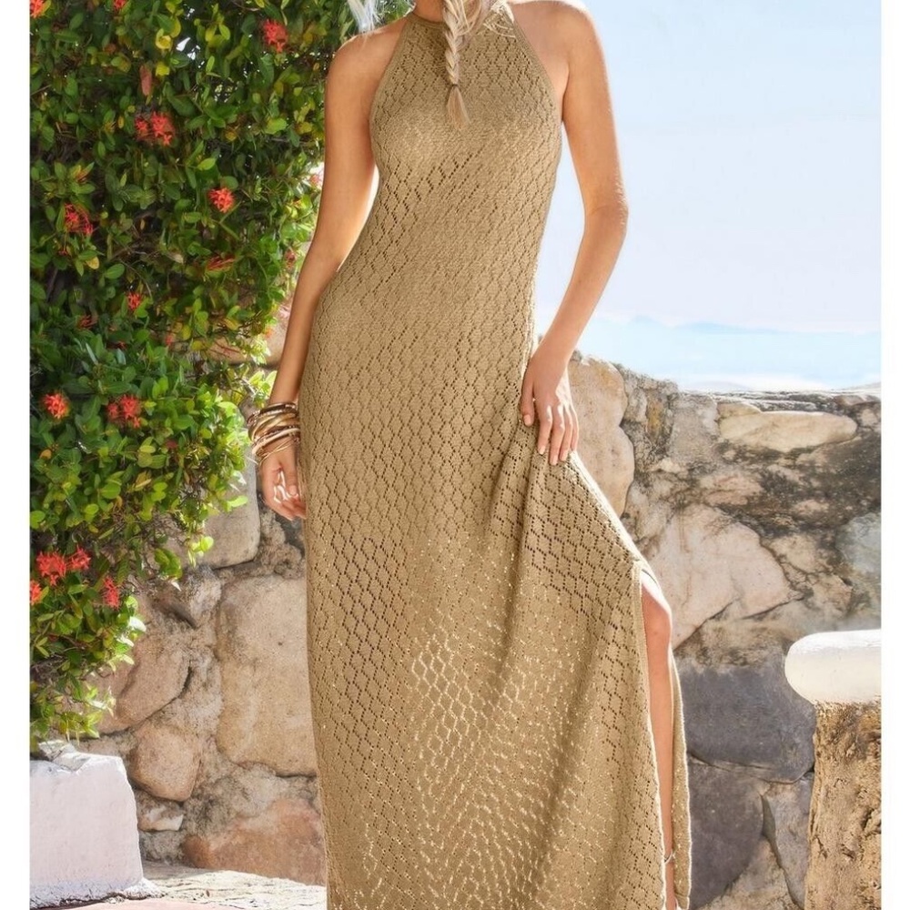 Boston Proper Halter knit summer maxi dress